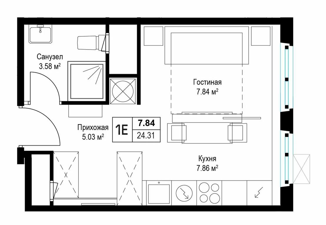 Apartment Sale, 24.2 sq. m. at Eko Vidnoe 2.0, kvartal Tsentralny, 1, Kupelinka Subdistrict, derevnya Sapronovo, Leninskiy City District, Moscow Region, Russia #1 Apartment Sale, 24.2 sq. m. at Eko Vidnoe 2.0, kvartal Tsentralny, 1, Kupelinka Subdistrict, derevnya Sapronovo, Leninskiy City District, Moscow Region, Russia #1
