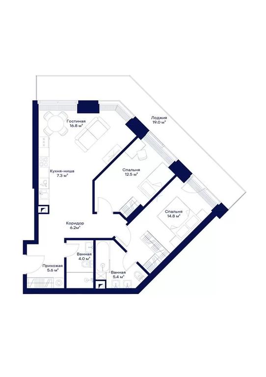 2-BD Apartment Sale, 81.9 sq. m. at Jois, 3rd Silikatny Drive, 10, Moscow, Russia #1