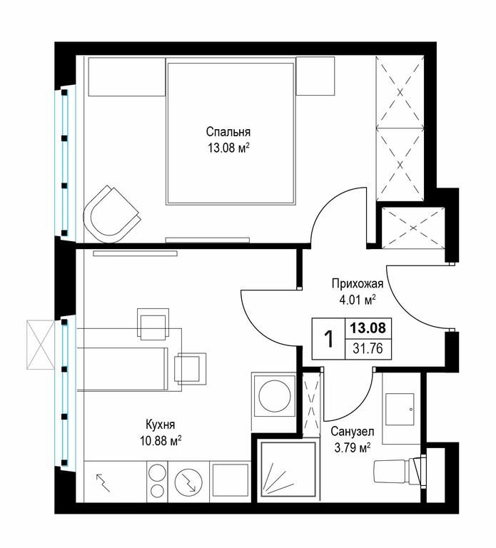 1-BD Apartment Sale, 31.5平方米 at Eko Vidnoe 2.0, kvartal Tsentralny, 1, Kupelinka Subdistrict, derevnya Sapronovo, Leninskiy City District, Moscow Region, Russia #1 1-BD Apartment Sale, 31.5平方米 at Eko Vidnoe 2.0, kvartal Tsentralny, 1, Kupelinka Subdistrict, derevnya Sapronovo, Leninskiy City District, Moscow Region, Russia #1
