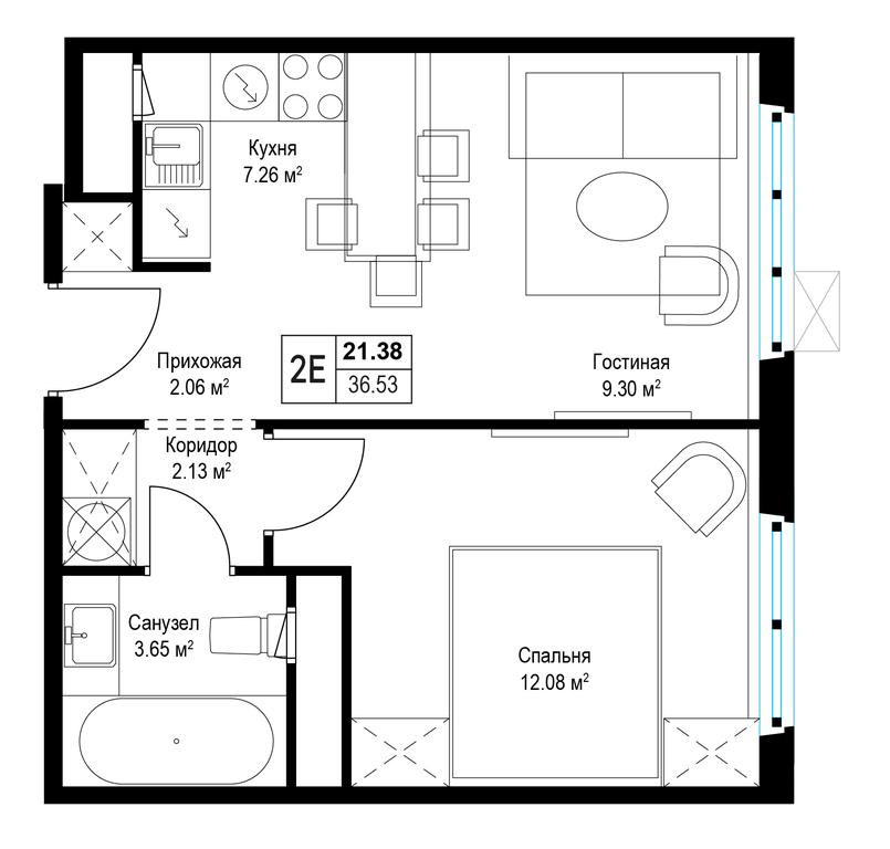 1-BD Apartment Sale, 36.2 sq. m. at Eko Vidnoe 2.0, kvartal Tsentralny, 1, Kupelinka Subdistrict, derevnya Sapronovo, Leninskiy City District, Moscow Region, Russia #2 1-BD Apartment Sale, 36.2 sq. m. at Eko Vidnoe 2.0, kvartal Tsentralny, 1, Kupelinka Subdistrict, derevnya Sapronovo, Leninskiy City District, Moscow Region, Russia #2