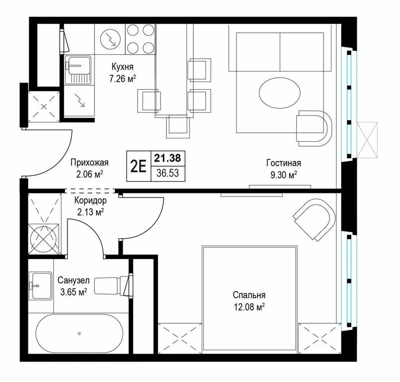 1-BD Apartment Sale, 36.2 sq. m. at Eko Vidnoe 2.0, kvartal Tsentralny, 1, Kupelinka Subdistrict, derevnya Sapronovo, Leninskiy City District, Moscow Region, Russia #1 1-BD Apartment Sale, 36.2 sq. m. at Eko Vidnoe 2.0, kvartal Tsentralny, 1, Kupelinka Subdistrict, derevnya Sapronovo, Leninskiy City District, Moscow Region, Russia #1