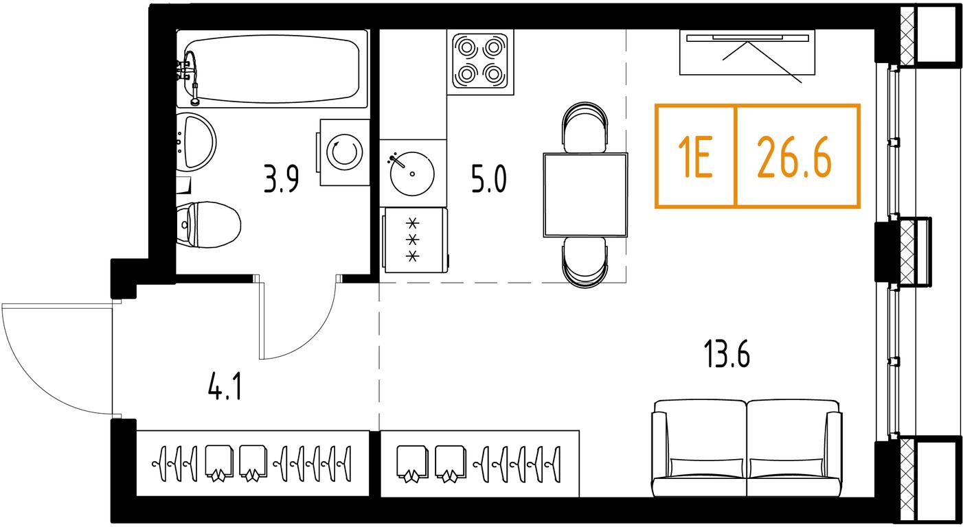 1-BD Apartment Sale, 26.6 sq. m. at Zarechnyi Kvartal, Torgovaya ulitsa, rabochiy posyolok Zarechye, Odintsovskiy City District, Moscow Region, Russia #1