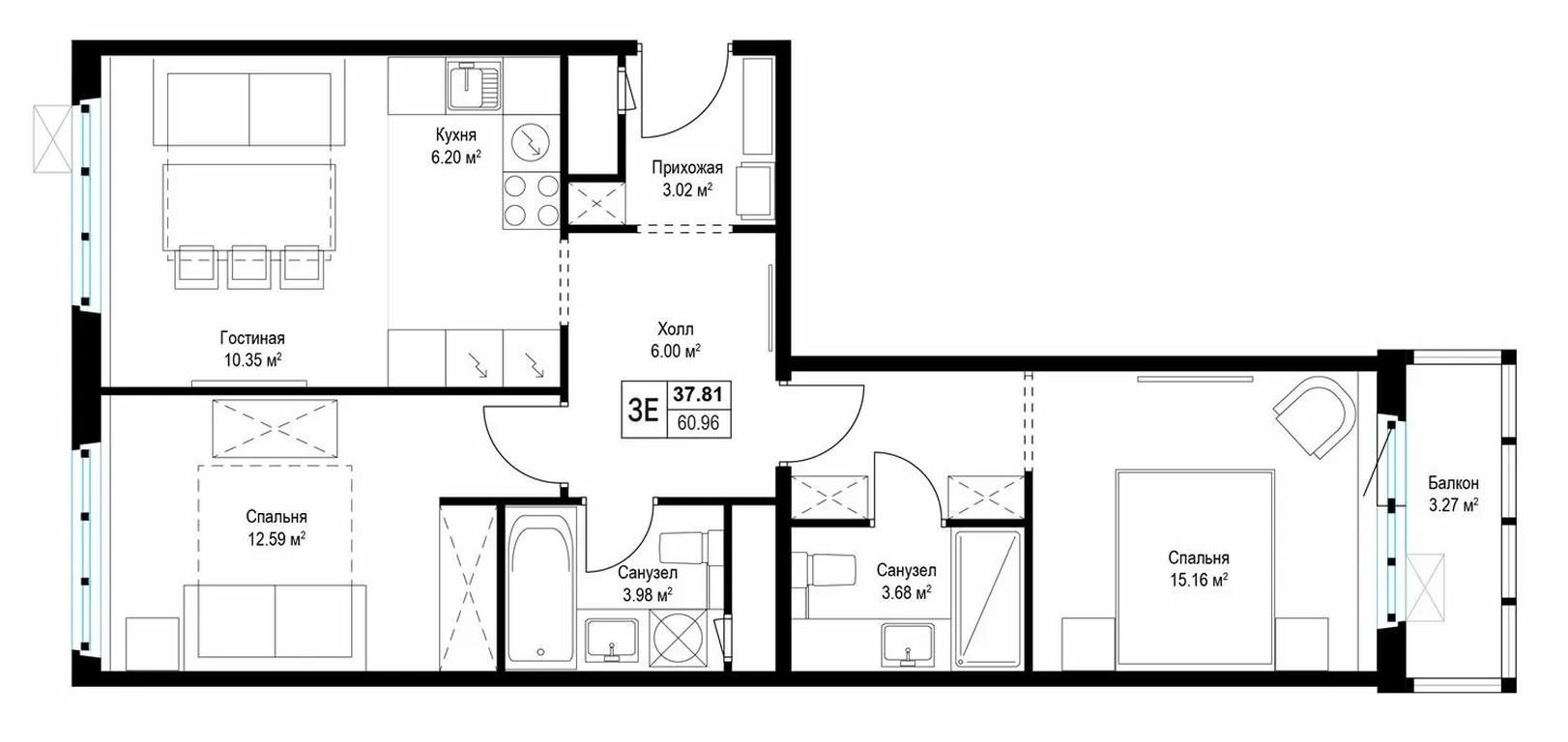 Продажа 2-комн. квартиры, 61,9 м² в ЖК «Эко Видное 2.0», квартал Центральный, 1, микрорайон Купелинка, деревня Сапроново, Ленинский городской округ, Московская область, Россия #1 Продажа 2-комн. квартиры, 61,9 м² в ЖК «Эко Видное 2.0», квартал Центральный, 1, микрорайон Купелинка, деревня Сапроново, Ленинский городской округ, Московская область, Россия #1