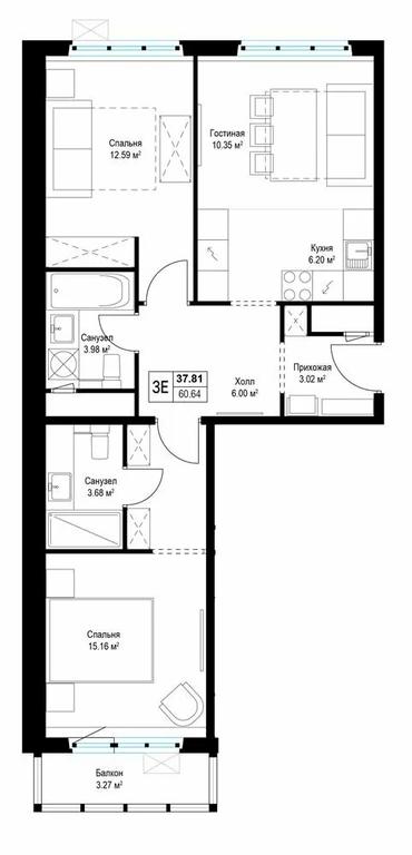 Продажа 2-комн. квартиры, 61,9 м² в ЖК «Эко Видное 2.0», квартал Центральный, 1, микрорайон Купелинка, деревня Сапроново, Ленинский городской округ, Московская область, Россия #1 Продажа 2-комн. квартиры, 61,9 м² в ЖК «Эко Видное 2.0», квартал Центральный, 1, микрорайон Купелинка, деревня Сапроново, Ленинский городской округ, Московская область, Россия #1