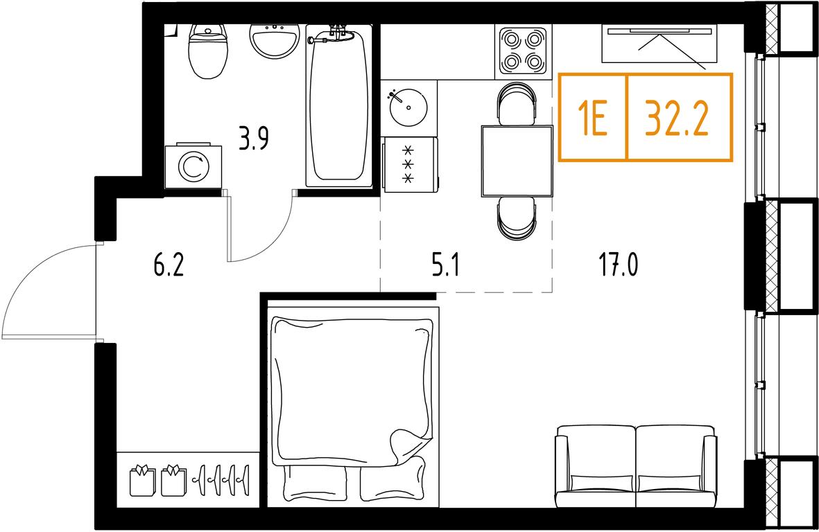 1-BD Apartment Sale, 32.2 sq. m. at Zarechnyi Kvartal, Torgovaya ulitsa, rabochiy posyolok Zarechye, Odintsovskiy City District, Moscow Region, Russia #1