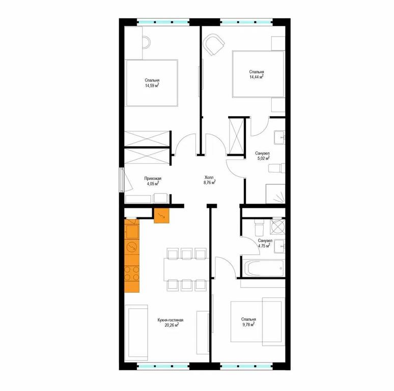 3-BD Apartment Sale, 80.4 sq. m. at Eko Vidnoe 2.0, kvartal Tsentralny, 1, Kupelinka Subdistrict, derevnya Sapronovo, Leninskiy City District, Moscow Region, Russia #1 3-BD Apartment Sale, 80.4 sq. m. at Eko Vidnoe 2.0, kvartal Tsentralny, 1, Kupelinka Subdistrict, derevnya Sapronovo, Leninskiy City District, Moscow Region, Russia #1