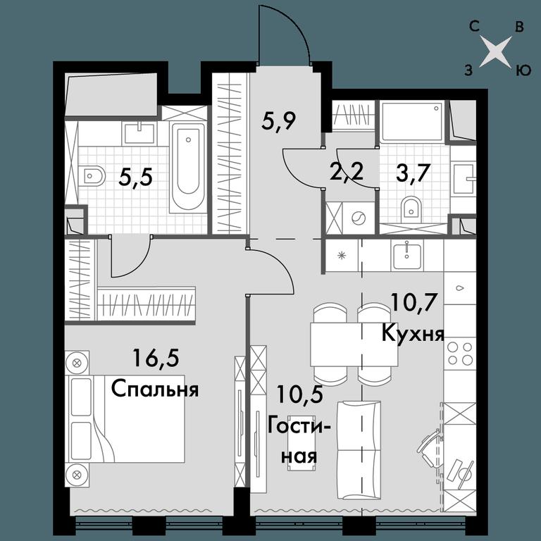 2-BD Apartment Sale, 55 sq. m. at Sydney City, Shenogina Street, 2, Moscow, Russia #1