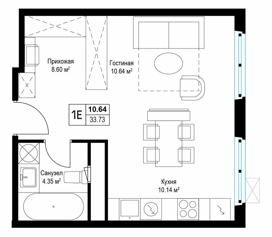 Apartment Sale, 33.7 sq. m. at Eko Vidnoe 2.0, kvartal Tsentralny, 1, Kupelinka Subdistrict, derevnya Sapronovo, Leninskiy City District, Moscow Region, Russia #1 Apartment Sale, 33.7 sq. m. at Eko Vidnoe 2.0, kvartal Tsentralny, 1, Kupelinka Subdistrict, derevnya Sapronovo, Leninskiy City District, Moscow Region, Russia #1