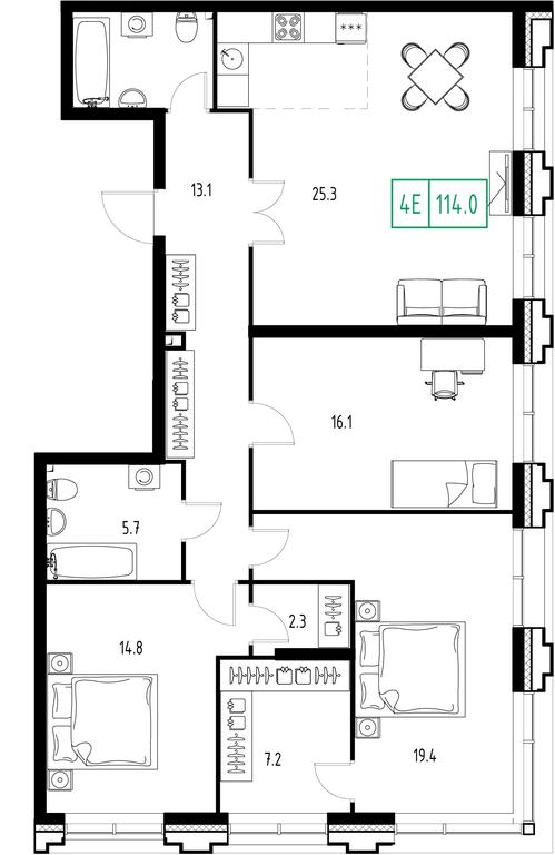 4-BD Apartment Sale, 114 sq. m. at Zarechnyi Kvartal, Torgovaya ulitsa, rabochiy posyolok Zarechye, Odintsovskiy City District, Moscow Region, Russia #1 4-BD Apartment Sale, 114 sq. m. at Zarechnyi Kvartal, Torgovaya ulitsa, rabochiy posyolok Zarechye, Odintsovskiy City District, Moscow Region, Russia #1