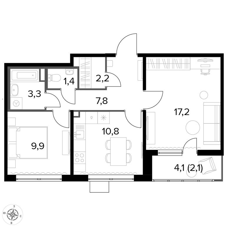 2-BD Apartment Sale, 54.6 sq. m. at Pervyi Lermontovskiy, zhiloy kompleks 1-y Lermontovskiy, Lyubertsy, Moscow Region, Russia #1 2-BD Apartment Sale, 54.6 sq. m. at Pervyi Lermontovskiy, zhiloy kompleks 1-y Lermontovskiy, Lyubertsy, Moscow Region, Russia #1
