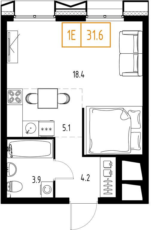 1-BD Apartment Sale, 31.6 sq. m. at Zarechnyi Kvartal, Torgovaya ulitsa, rabochiy posyolok Zarechye, Odintsovskiy City District, Moscow Region, Russia #1