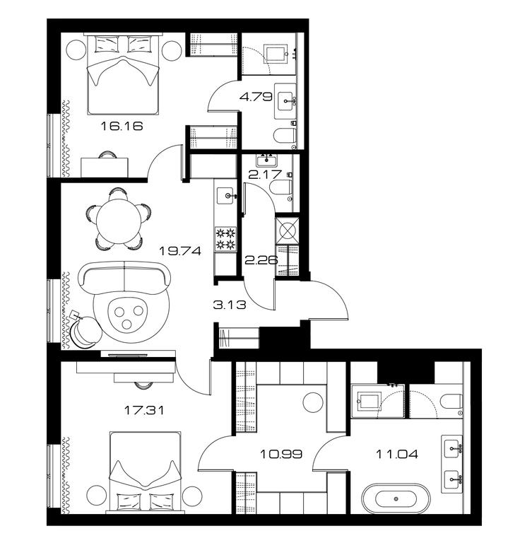 2-BD Apartment Sale, 84.9 sq. m. at Lunar, Leninsky Avenue, 38, Moscow, Russia #1 2-BD Apartment Sale, 84.9 sq. m. at Lunar, Leninsky Avenue, 38, Moscow, Russia #1