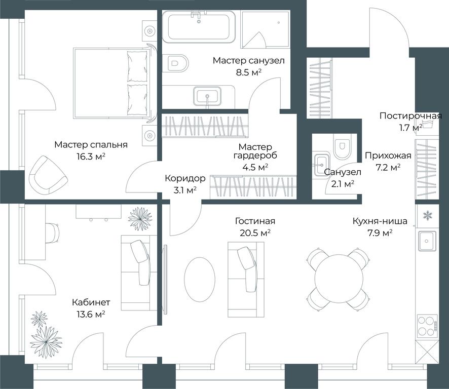 1-BD Apartment Sale, 85.3 sq. m. at Opus, Derbenevskaya Street, 1с1, Moscow, Russia #1 1-BD Apartment Sale, 85.3 sq. m. at Opus, Derbenevskaya Street, 1с1, Moscow, Russia #1