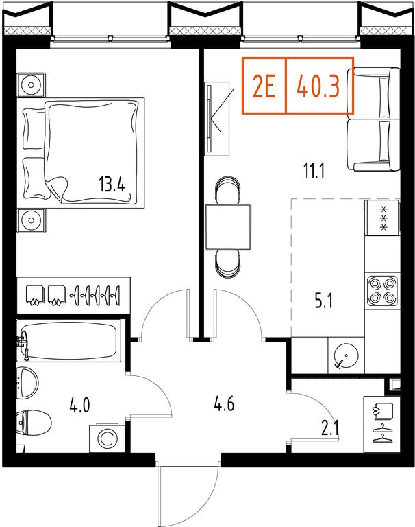 2-BD Apartment Sale, 40.3 sq. m. at Zarechnyi Kvartal, Torgovaya ulitsa, rabochiy posyolok Zarechye, Odintsovskiy City District, Moscow Region, Russia #1