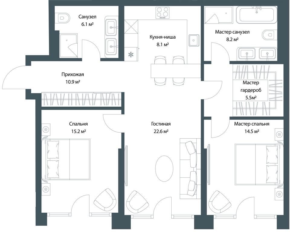 1-BD Apartment Sale, 91.1平方米 at Opus, Derbenevskaya Street, 1с1, Moscow, Russia #1 1-BD Apartment Sale, 91.1平方米 at Opus, Derbenevskaya Street, 1с1, Moscow, Russia #1