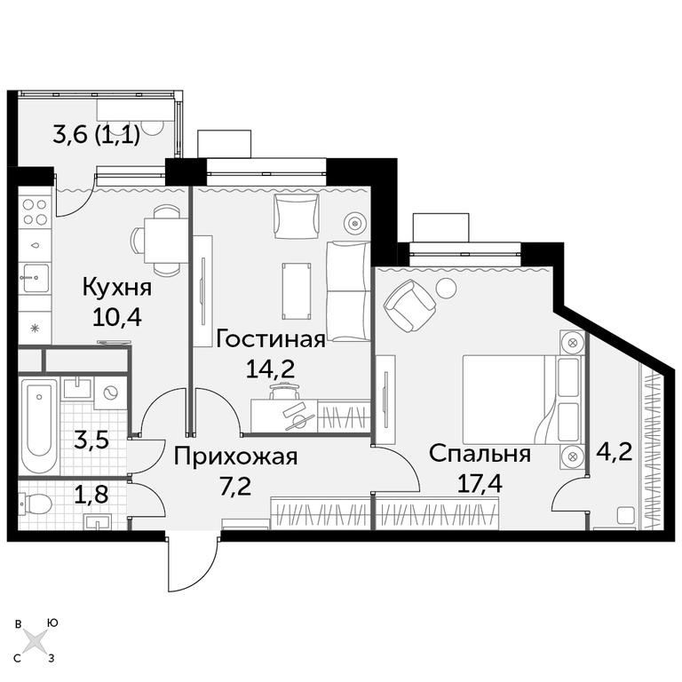 2-BD Apartment Sale, 59.8 sq. m. at Datskiy Kvartal, Datskiy Kvartal Residential Complex, posyolok Nagornoye, Mytishi Urban District, Moscow Region, Russia #1 2-BD Apartment Sale, 59.8 sq. m. at Datskiy Kvartal, Datskiy Kvartal Residential Complex, posyolok Nagornoye, Mytishi Urban District, Moscow Region, Russia #1
