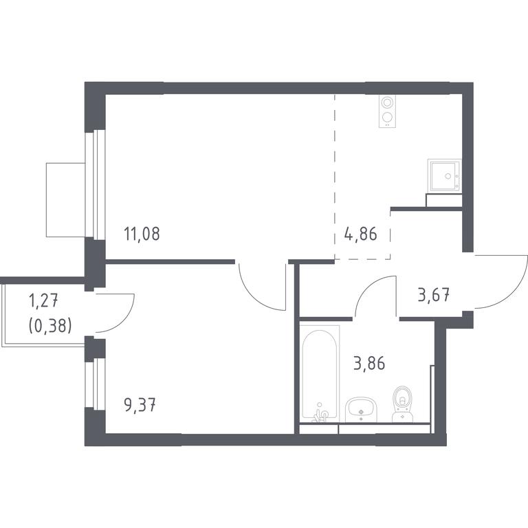 Apartment Sale, 33.22 sq. m. at Mytishchi Park, Silikatnaya ulitsa, 41к3, Mytischi, Moscow Region, Russia #1