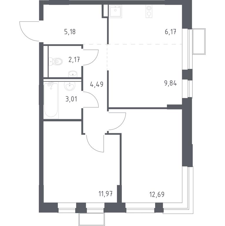 1-BD Apartment Sale, 55.52平方米 at Egorovo Park, 1-y kvartal, posyolok Zhilino-1, Lubertsy City District, Moscow Region, Russia #1 1-BD Apartment Sale, 55.52平方米 at Egorovo Park, 1-y kvartal, posyolok Zhilino-1, Lubertsy City District, Moscow Region, Russia #1