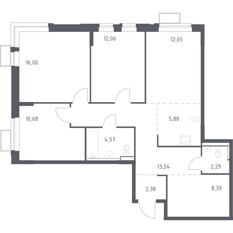 2-BD Apartment Sale, 88.44平方米 at Egorovo Park, 1-y kvartal, posyolok Zhilino-1, Lubertsy City District, Moscow Region, Russia #1 2-BD Apartment Sale, 88.44平方米 at Egorovo Park, 1-y kvartal, posyolok Zhilino-1, Lubertsy City District, Moscow Region, Russia #1