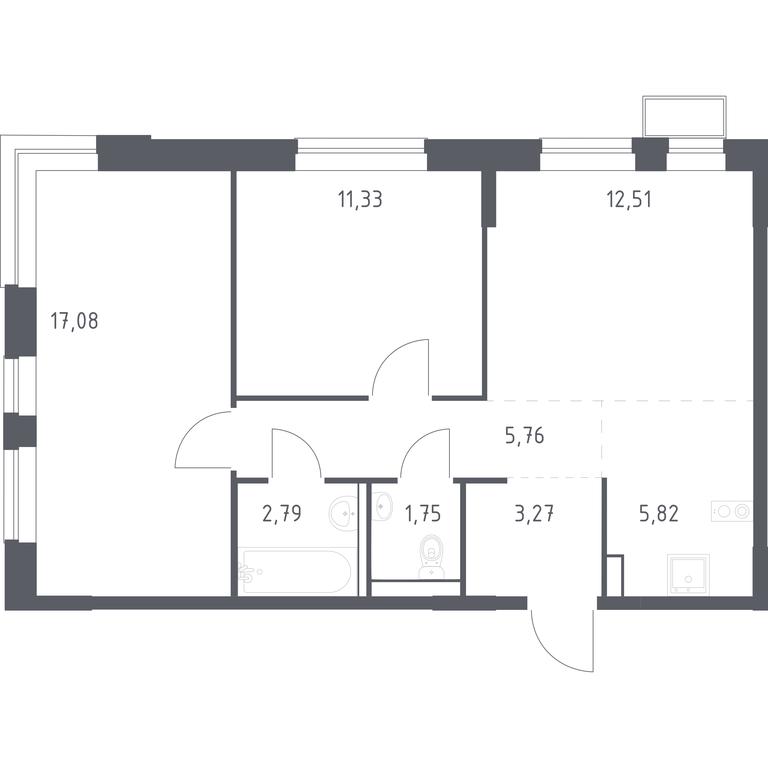 1-BD Apartment Sale, 60.31平方米 at Egorovo Park, 1-y kvartal, posyolok Zhilino-1, Lubertsy City District, Moscow Region, Russia #1