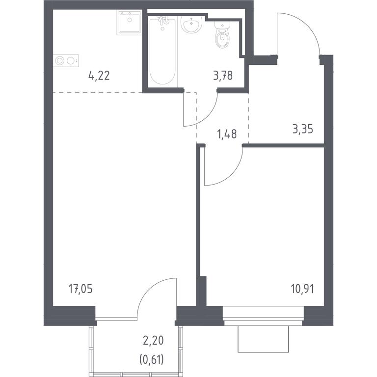 Apartment Sale, 41.4 sq. m. at Bogdanovskiy Les, derevnya Bogdanikha, Leninskiy City District, Moscow Region, Russia #1