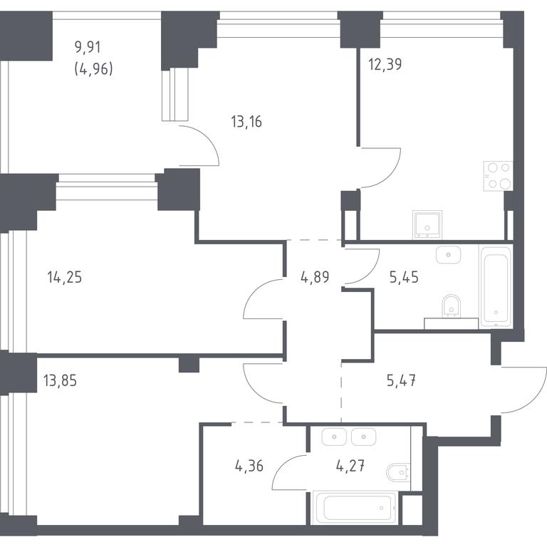 2-BD Apartment Sale, 83.05 sq. m. at Nova, Bratyev Fonchenko Street, вл21, Moscow, Russia #1 2-BD Apartment Sale, 83.05 sq. m. at Nova, Bratyev Fonchenko Street, вл21, Moscow, Russia #1