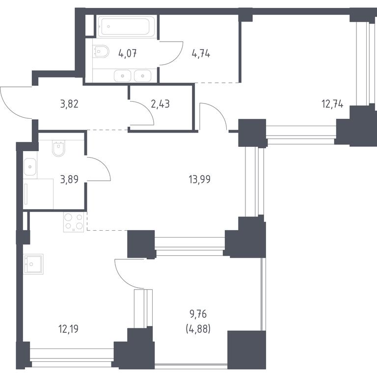 Apartment Sale, 62.75 sq. m. at Nova, Bratyev Fonchenko Street, вл21, Moscow, Russia #1 Apartment Sale, 62.75 sq. m. at Nova, Bratyev Fonchenko Street, вл21, Moscow, Russia #1
