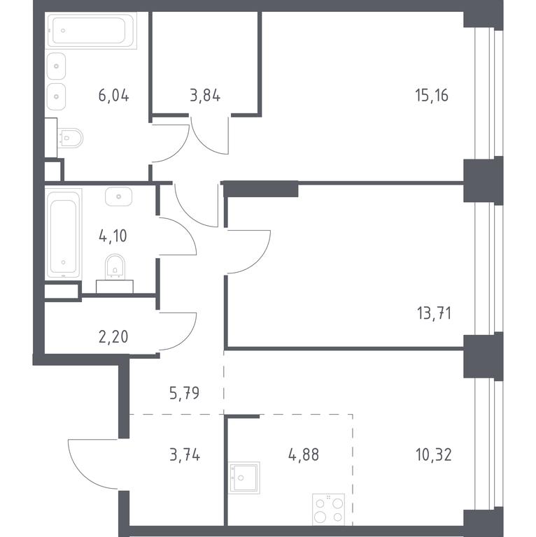 1-BD Apartment Sale, 69.78 sq. m. at Nova, Bratyev Fonchenko Street, вл21, Moscow, Russia #1 1-BD Apartment Sale, 69.78 sq. m. at Nova, Bratyev Fonchenko Street, вл21, Moscow, Russia #1