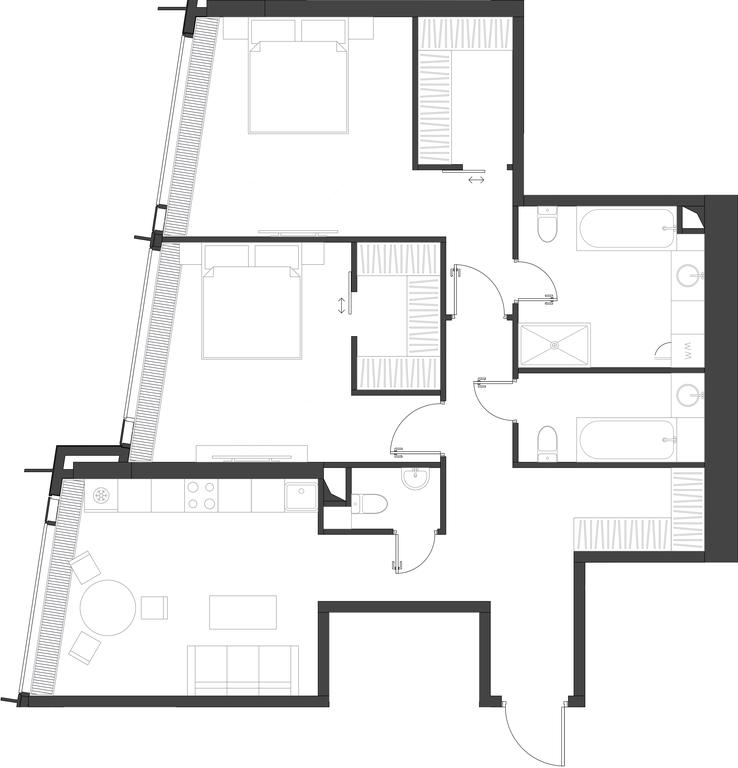 2-BD Apartment Sale, 100.36平方米 at Dom Dau, 1st Krasnogvardeysky Drive, 12с6, Moscow, Russia #1