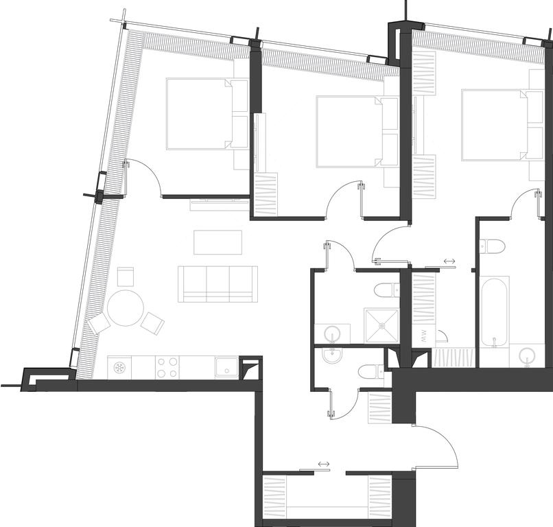 3-BD Apartment Sale, 100.59 sq. m. at Dom Dau, 1st Krasnogvardeysky Drive, 12с6, Moscow, Russia #1