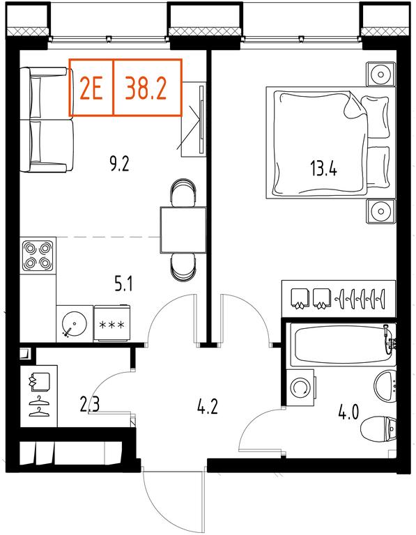 2-BD Apartment Sale, 38.2 sq. m. at Zarechnyi Kvartal, Torgovaya ulitsa, rabochiy posyolok Zarechye, Odintsovskiy City District, Moscow Region, Russia #1 2-BD Apartment Sale, 38.2 sq. m. at Zarechnyi Kvartal, Torgovaya ulitsa, rabochiy posyolok Zarechye, Odintsovskiy City District, Moscow Region, Russia #1