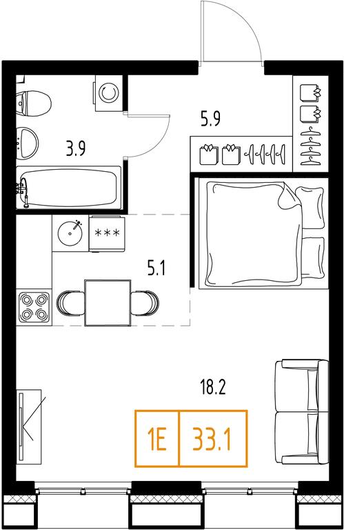 1-BD Apartment Sale, 33.1平方米 at Zarechnyi Kvartal, Torgovaya ulitsa, rabochiy posyolok Zarechye, Odintsovskiy City District, Moscow Region, Russia #1 1-BD Apartment Sale, 33.1平方米 at Zarechnyi Kvartal, Torgovaya ulitsa, rabochiy posyolok Zarechye, Odintsovskiy City District, Moscow Region, Russia #1