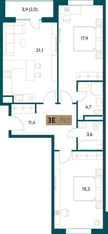 Продажа 2-комн. квартиры, 79 м² в ЖК «Настоящее», Винницкая улица, 8к2, Москва, Россия #2 Продажа 2-комн. квартиры, 79 м² в ЖК «Настоящее», Винницкая улица, 8к2, Москва, Россия #2