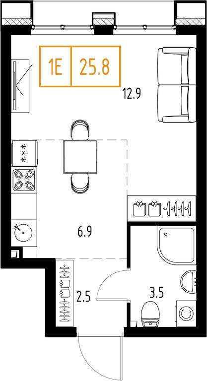 Продажа 1-комн. квартиры, 25,8 м² в ЖК «Заречный квартал», Торговая улица, рабочий посёлок Заречье, Одинцовский городской округ, Московская область, Россия #1