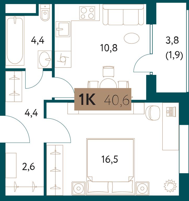 1-BD Apartment Sale, 40.5 sq. m. at Nastoiashchee, Vinnitskaya Street, 8к2, Moscow, Russia #1