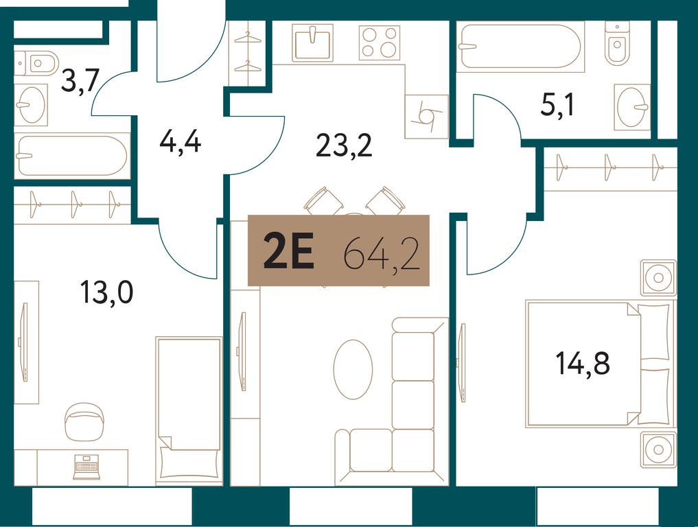 Продажа 2-комн. квартиры, 64,1 м² в ЖК «Настоящее», Винницкая улица, 8к3, Москва, Россия #1 Продажа 2-комн. квартиры, 64,1 м² в ЖК «Настоящее», Винницкая улица, 8к3, Москва, Россия #1