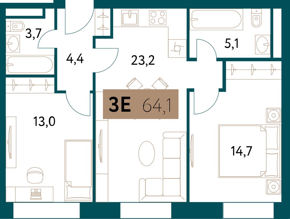 Продажа 2-комн. квартиры, 64,1 м² в ЖК «Настоящее», Винницкая улица, 8к3, Москва, Россия #2 Продажа 2-комн. квартиры, 64,1 м² в ЖК «Настоящее», Винницкая улица, 8к3, Москва, Россия #2