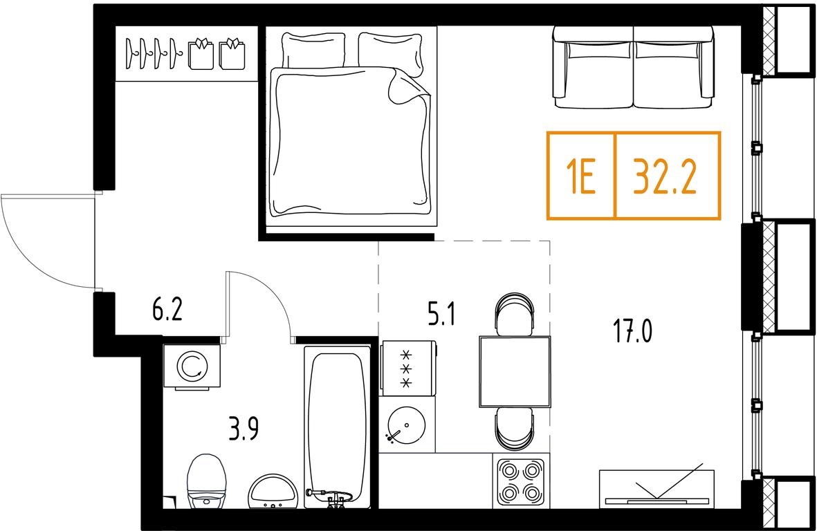 1-BD Apartment Sale, 32.2 sq. m. at Zarechnyi Kvartal, Torgovaya ulitsa, rabochiy posyolok Zarechye, Odintsovskiy City District, Moscow Region, Russia #1