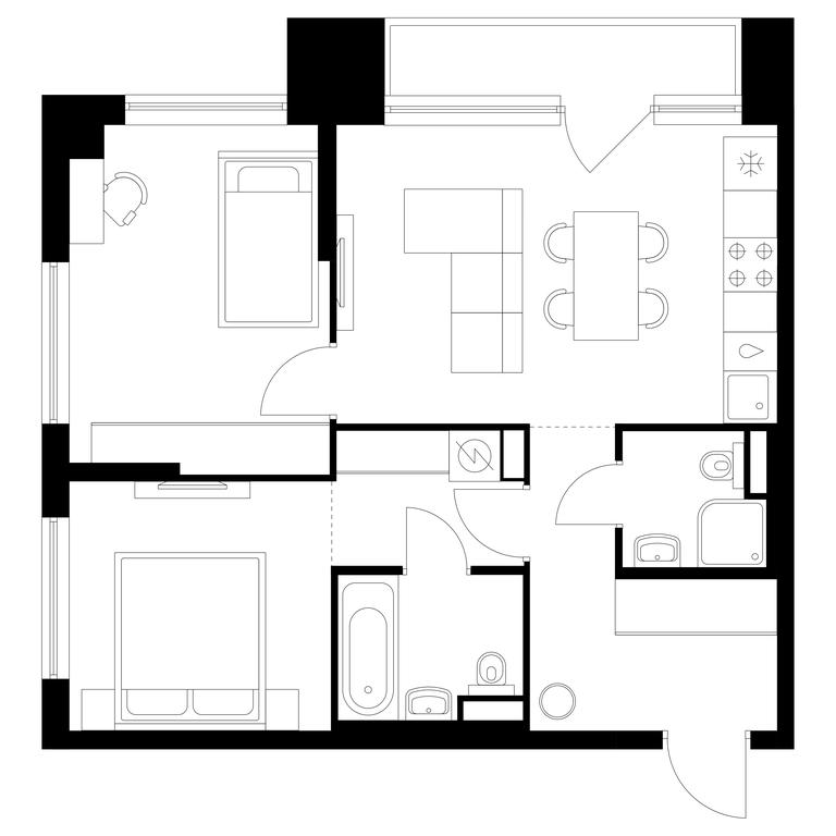 2-BD Apartment Sale, 56.5平方米 at Kutuzovskiy Kvartal, Ivana Franko Street, 20к1, Moscow, Russia #2