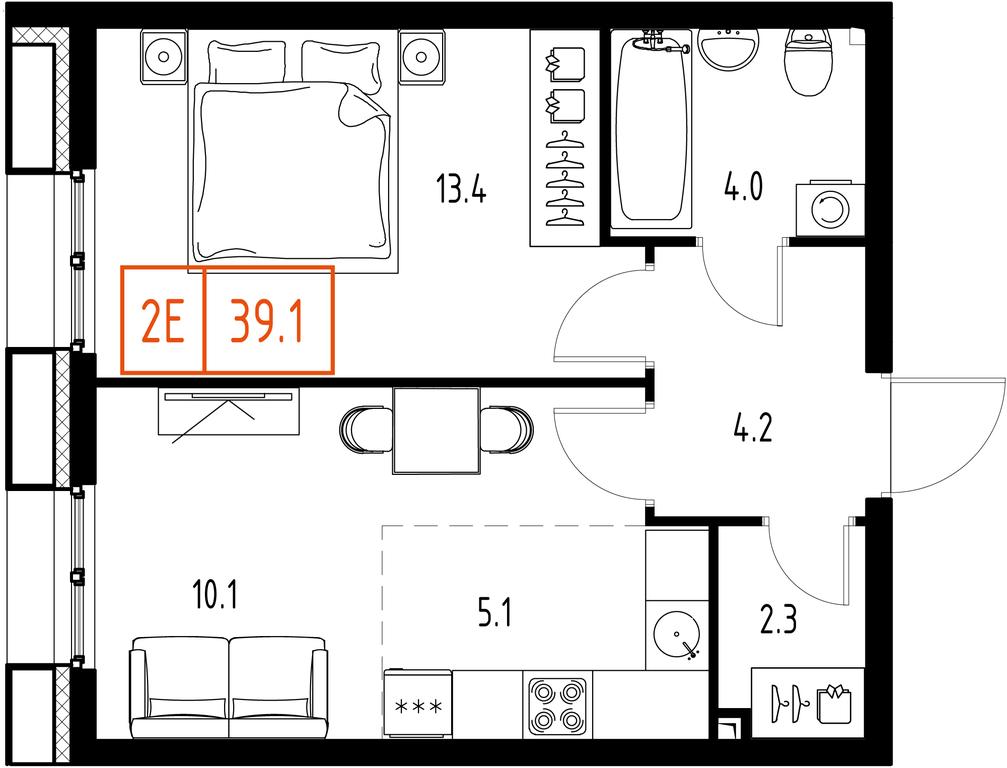2-BD Apartment Sale, 39.1 sq. m. at Zarechnyi Kvartal, Torgovaya ulitsa, rabochiy posyolok Zarechye, Odintsovskiy City District, Moscow Region, Russia #1