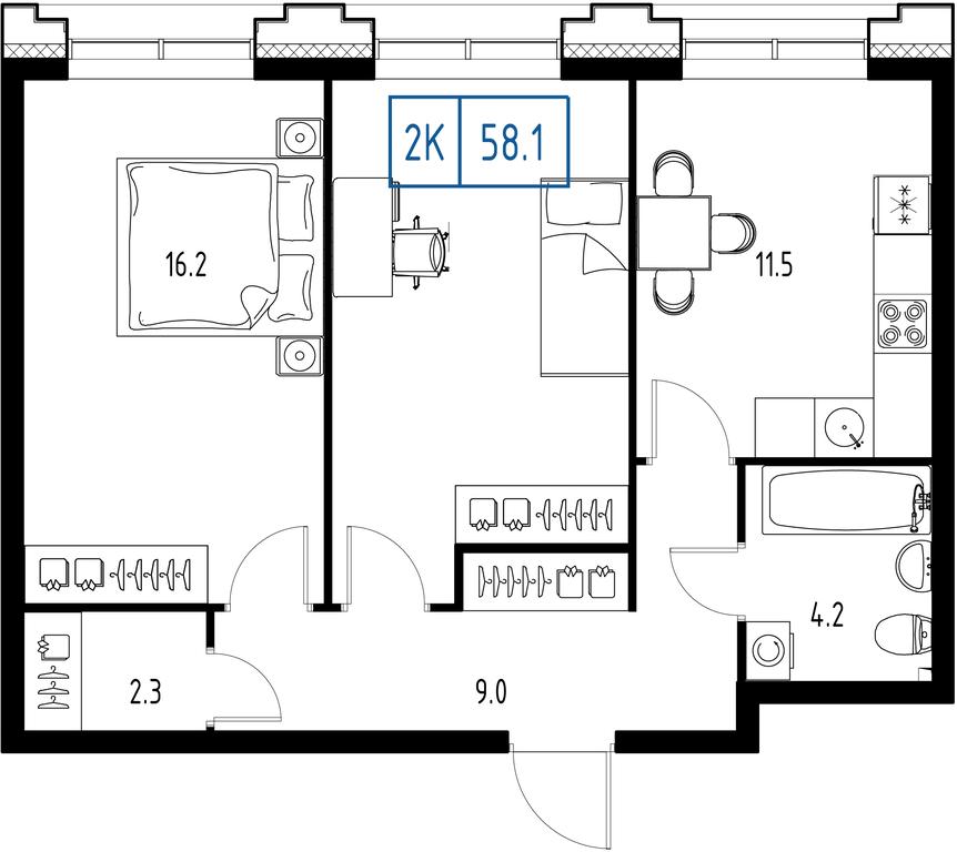 2-BD Apartment Sale, 58.1 sq. m. at Zarechnyi Kvartal, Torgovaya ulitsa, rabochiy posyolok Zarechye, Odintsovskiy City District, Moscow Region, Russia #1 2-BD Apartment Sale, 58.1 sq. m. at Zarechnyi Kvartal, Torgovaya ulitsa, rabochiy posyolok Zarechye, Odintsovskiy City District, Moscow Region, Russia #1