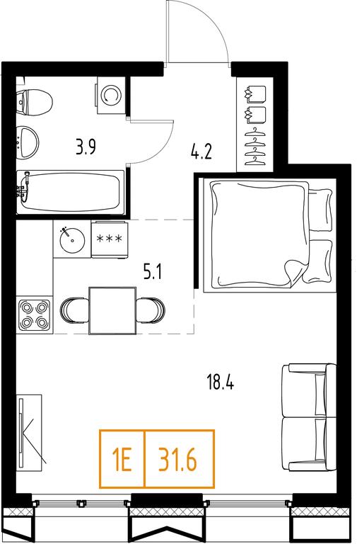 1-BD Apartment Sale, 31.6 sq. m. at Zarechnyi Kvartal, Torgovaya ulitsa, rabochiy posyolok Zarechye, Odintsovskiy City District, Moscow Region, Russia #1