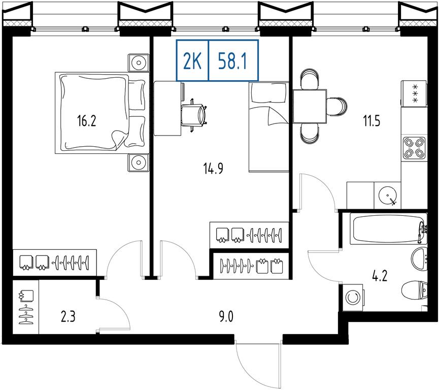 Продажа 2-комн. квартиры, 58,1 м² в ЖК «Заречный квартал», Торговая улица, рабочий посёлок Заречье, Одинцовский городской округ, Московская область, Россия #1