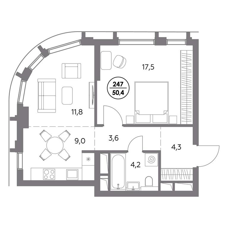 2-BD Apartment Sale, 50.4平方米 at Dom56, Fridrikha Engelsa Street, 56с1, Moscow, Russia #1 2-BD Apartment Sale, 50.4平方米 at Dom56, Fridrikha Engelsa Street, 56с1, Moscow, Russia #1