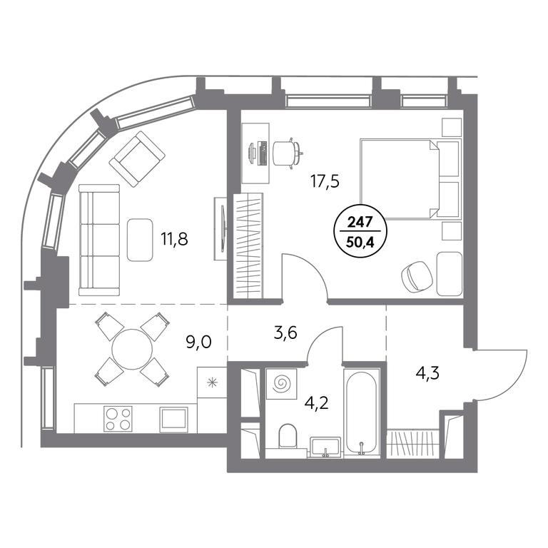 2-BD Apartment Sale, 50.4平方米 at Dom56, Fridrikha Engelsa Street, 56с1, Moscow, Russia #2 2-BD Apartment Sale, 50.4平方米 at Dom56, Fridrikha Engelsa Street, 56с1, Moscow, Russia #2