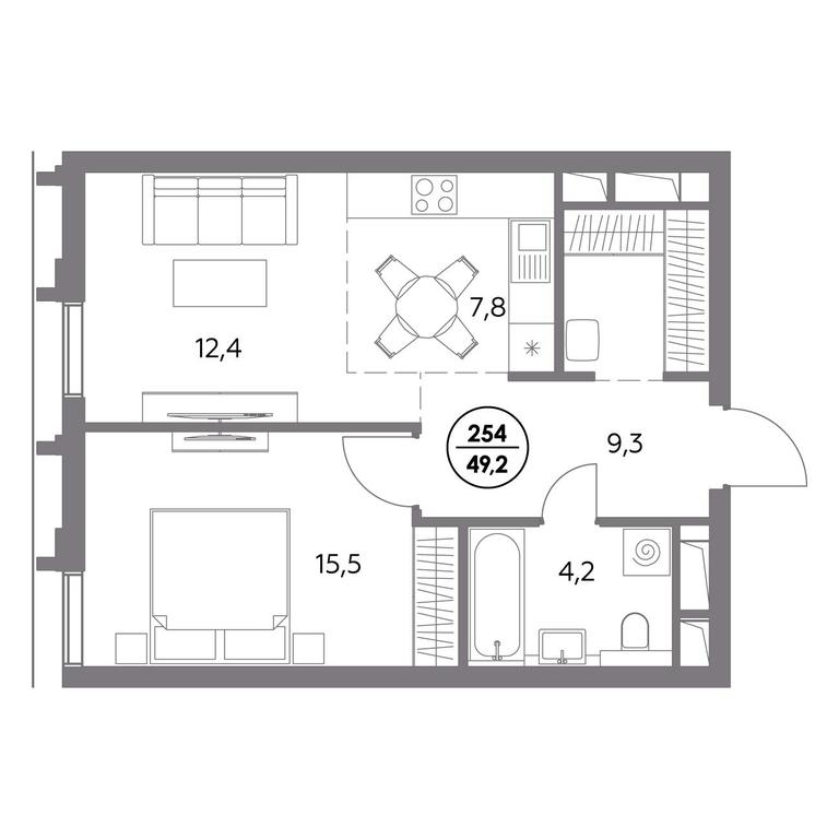 2-BD Apartment Sale, 49.2平方米 at Dom56, Fridrikha Engelsa Street, 56с1, Moscow, Russia #1