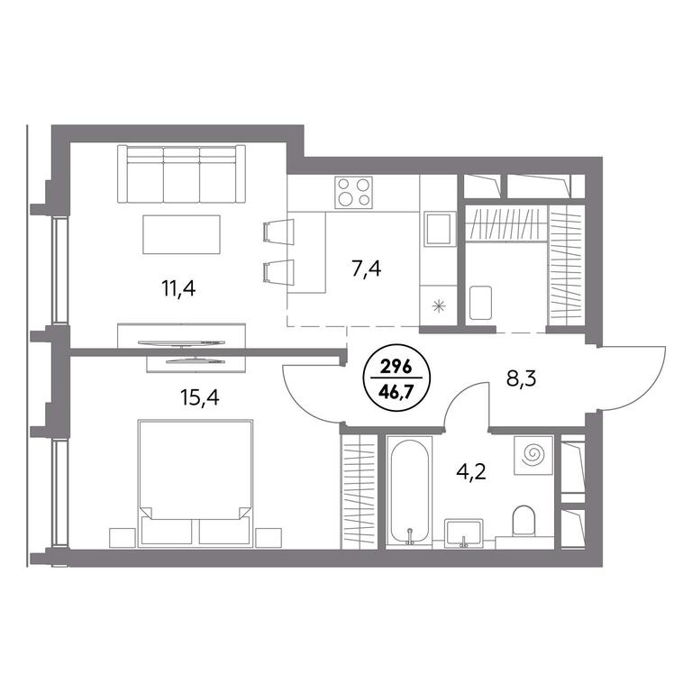 2-BD Apartment Sale, 46.7平方米 at Dom56, Fridrikha Engelsa Street, 56с1, Moscow, Russia #1 2-BD Apartment Sale, 46.7平方米 at Dom56, Fridrikha Engelsa Street, 56с1, Moscow, Russia #1