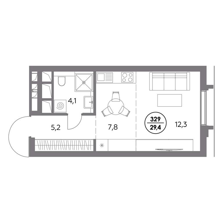 1-BD Apartment Sale, 29.4平方米 at Dom56, Fridrikha Engelsa Street, 56с1, Moscow, Russia #1 1-BD Apartment Sale, 29.4平方米 at Dom56, Fridrikha Engelsa Street, 56с1, Moscow, Russia #1