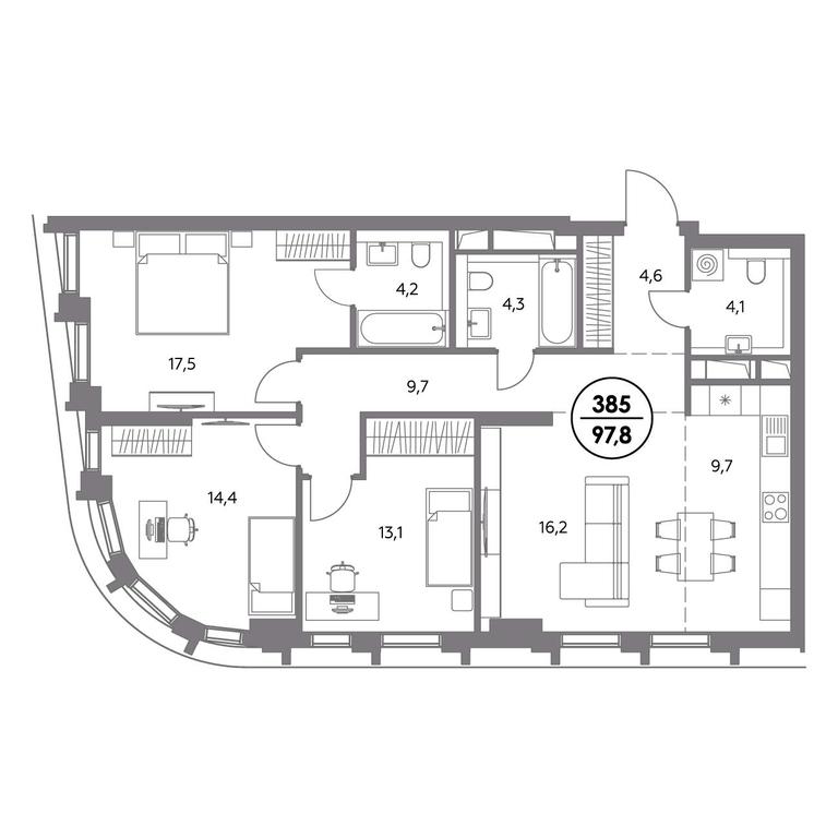 Продажа 4-комн. квартиры, 97,8 м² в ЖК «Дом56», улица Фридриха Энгельса, 56с1, Москва, Россия #1 Продажа 4-комн. квартиры, 97,8 м² в ЖК «Дом56», улица Фридриха Энгельса, 56с1, Москва, Россия #1