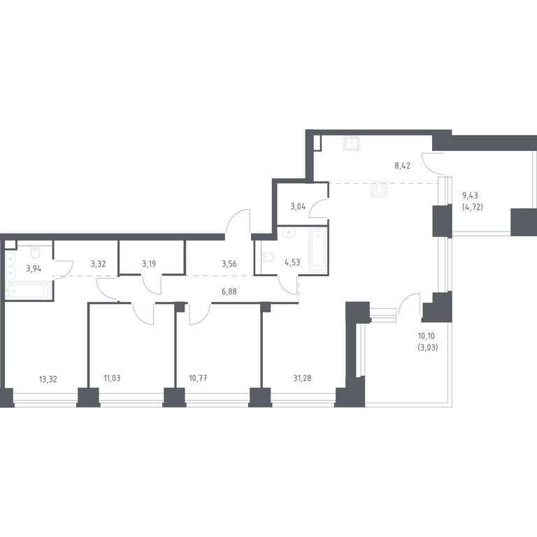2-BD Apartment Sale, 111.03 sq. m. at Nova, Bratyev Fonchenko Street, вл21, Moscow, Russia #1 2-BD Apartment Sale, 111.03 sq. m. at Nova, Bratyev Fonchenko Street, вл21, Moscow, Russia #1
